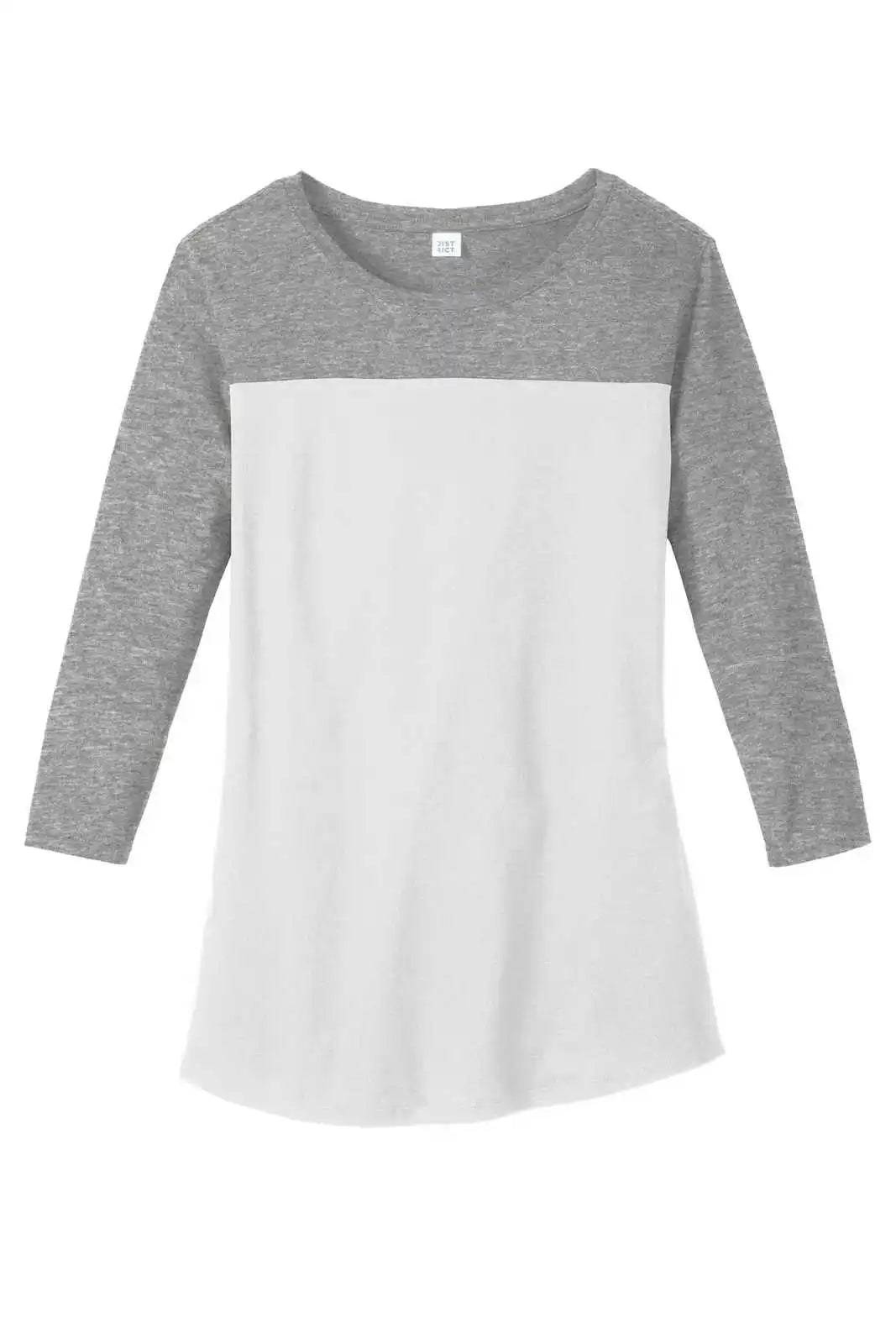 District Dt2700 Women’s Rally 3/4-sleeve Tee - Gray Frost White