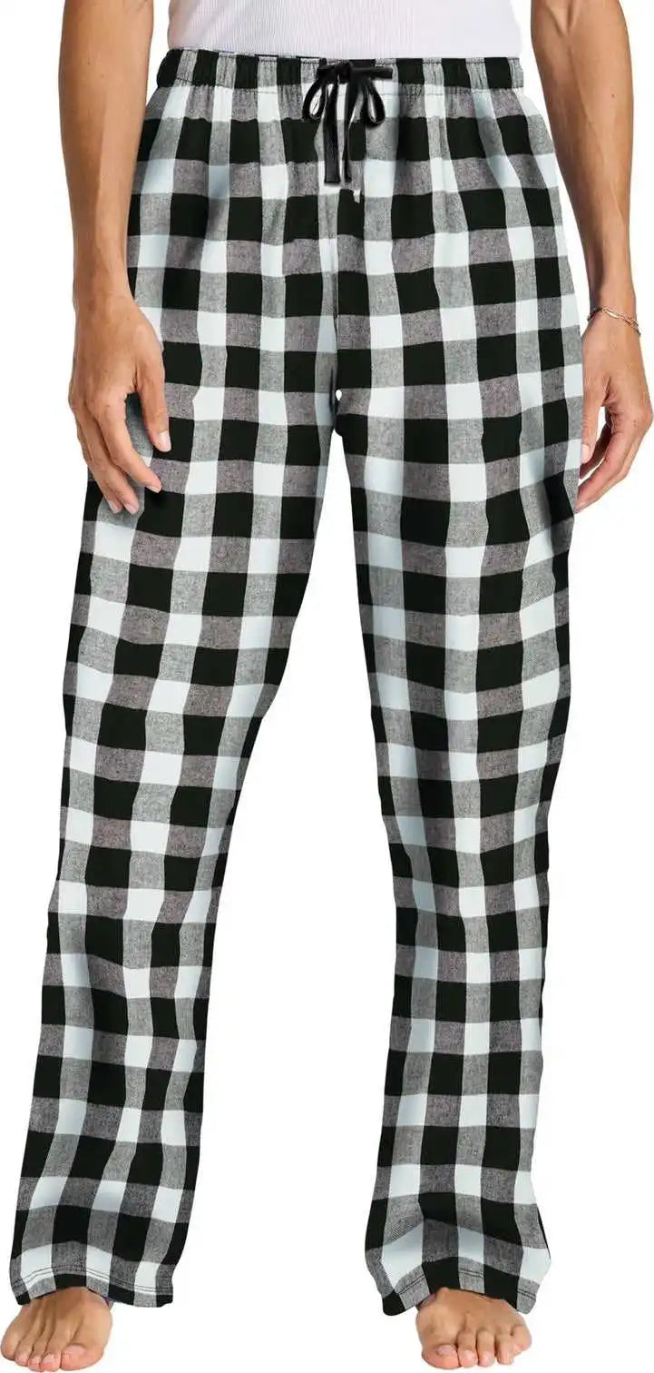 District Dt2800 Women’s Flannel Plaid Pant - Bk/wbfflck