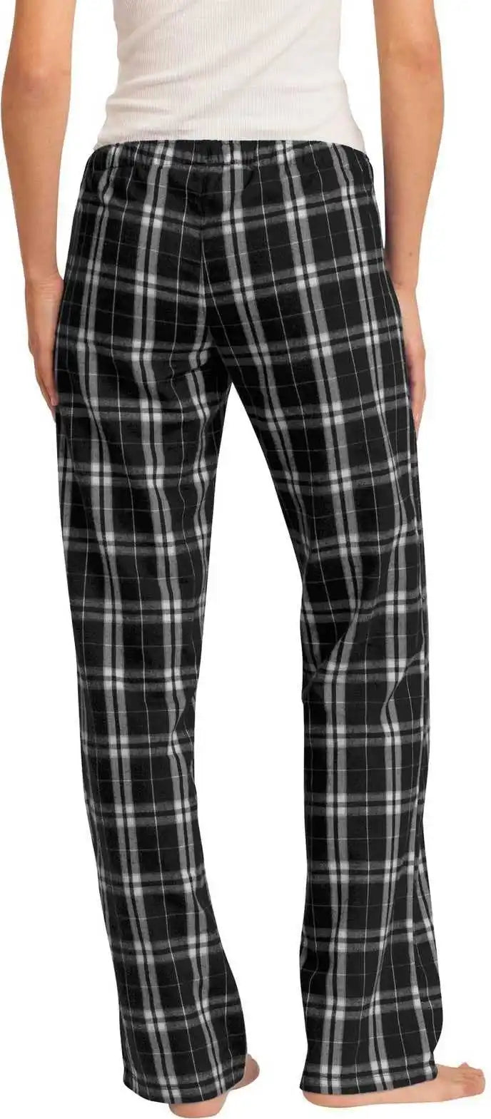 District Dt2800 Women’s Flannel Plaid Pant Black