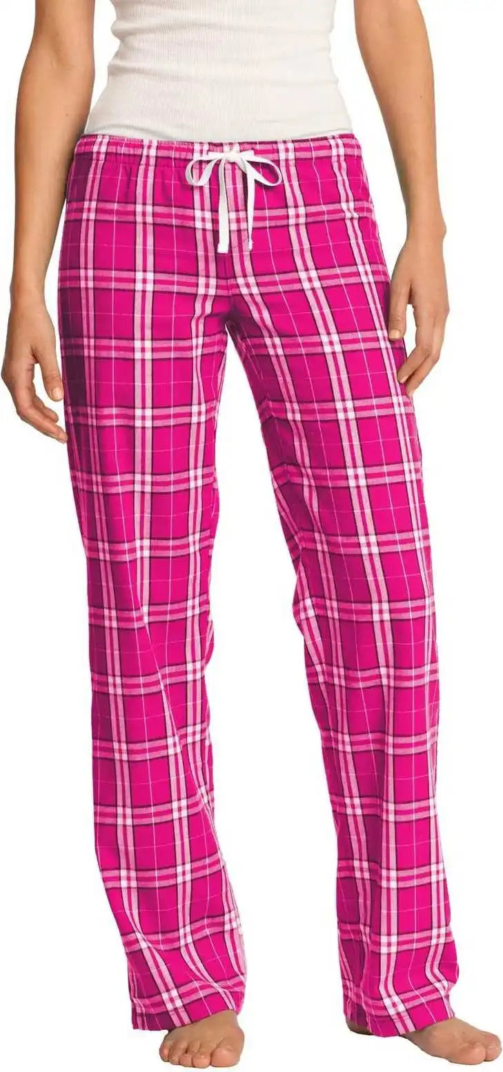 District Dt2800 Women’s Flannel Plaid Pant Dark Fuchsia