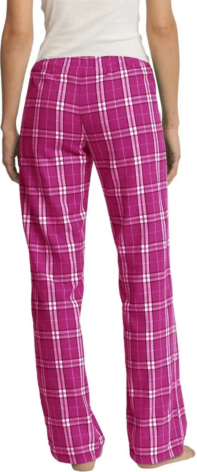 District Dt2800 Women’s Flannel Plaid Pant - Dark Fuchsia