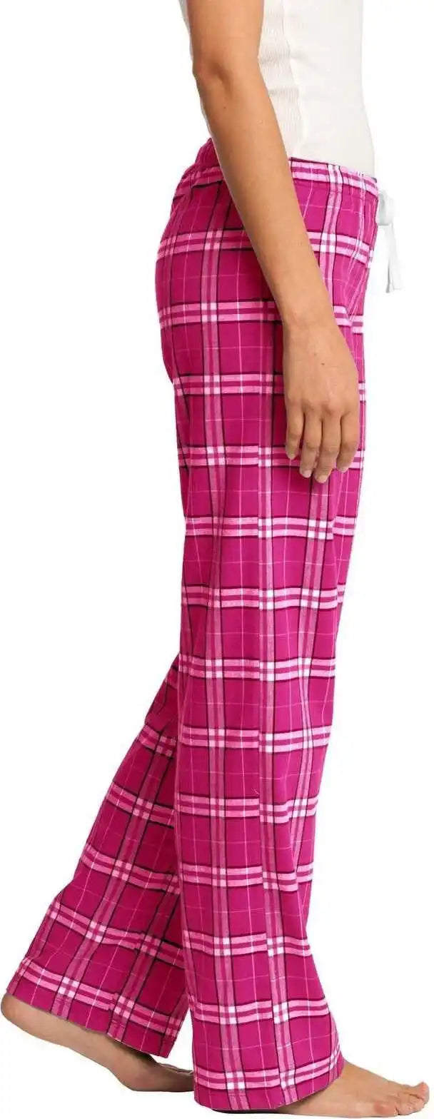District Dt2800 Women’s Flannel Plaid Pant Dark Fuchsia