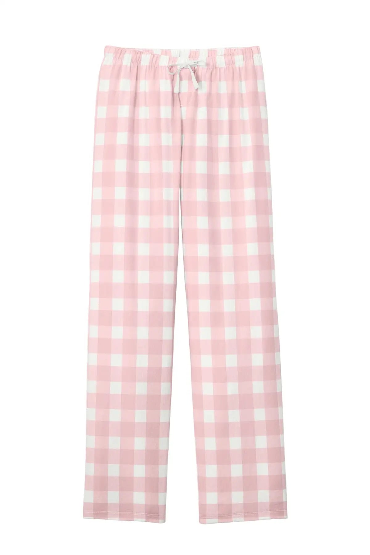 District Dt2800 Women’s Flannel Plaid Pant - Light Pink White Buffalo Check