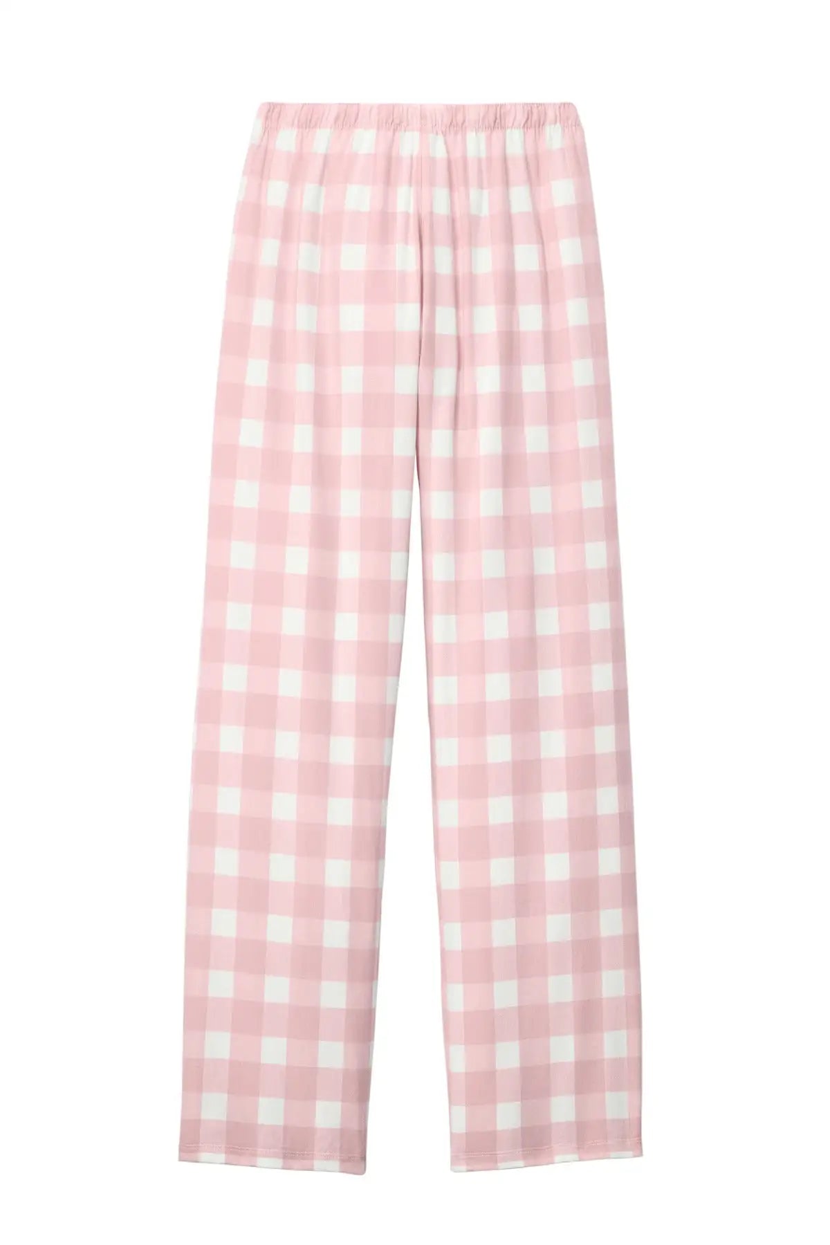District Dt2800 Women’s Flannel Plaid Pant - Light Pink White Buffalo Check - Pink/ / Ladies Xs