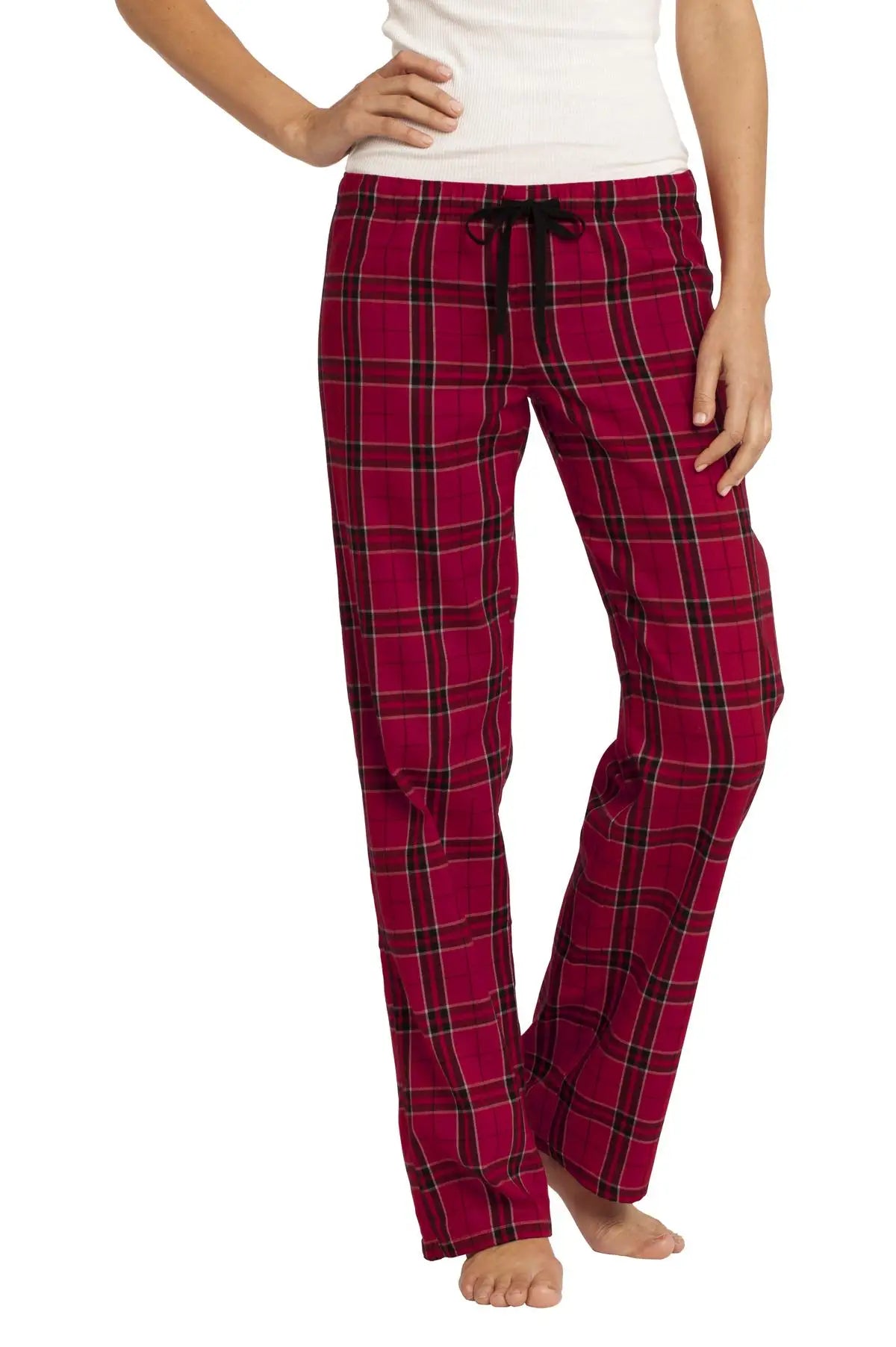 District Dt2800 Women’s Flannel Plaid Pant - New Red