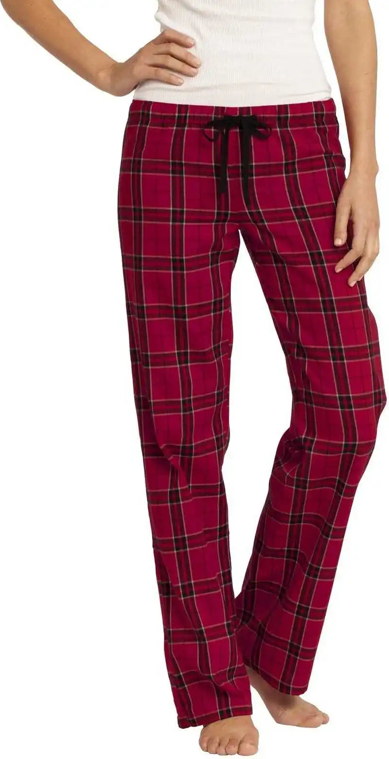District Dt2800 Women’s Flannel Plaid Pant New Red