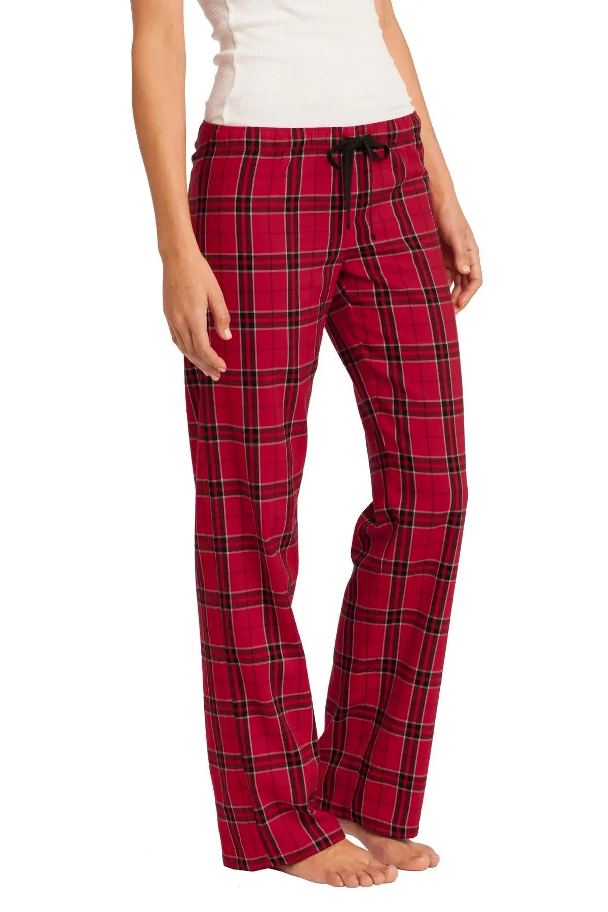 District Dt2800 Women’s Flannel Plaid Pant - New Red