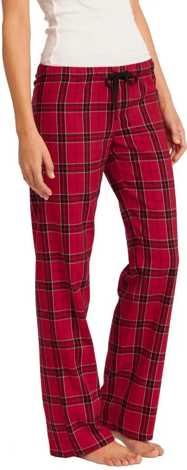 District Dt2800 Women’s Flannel Plaid Pant New Red