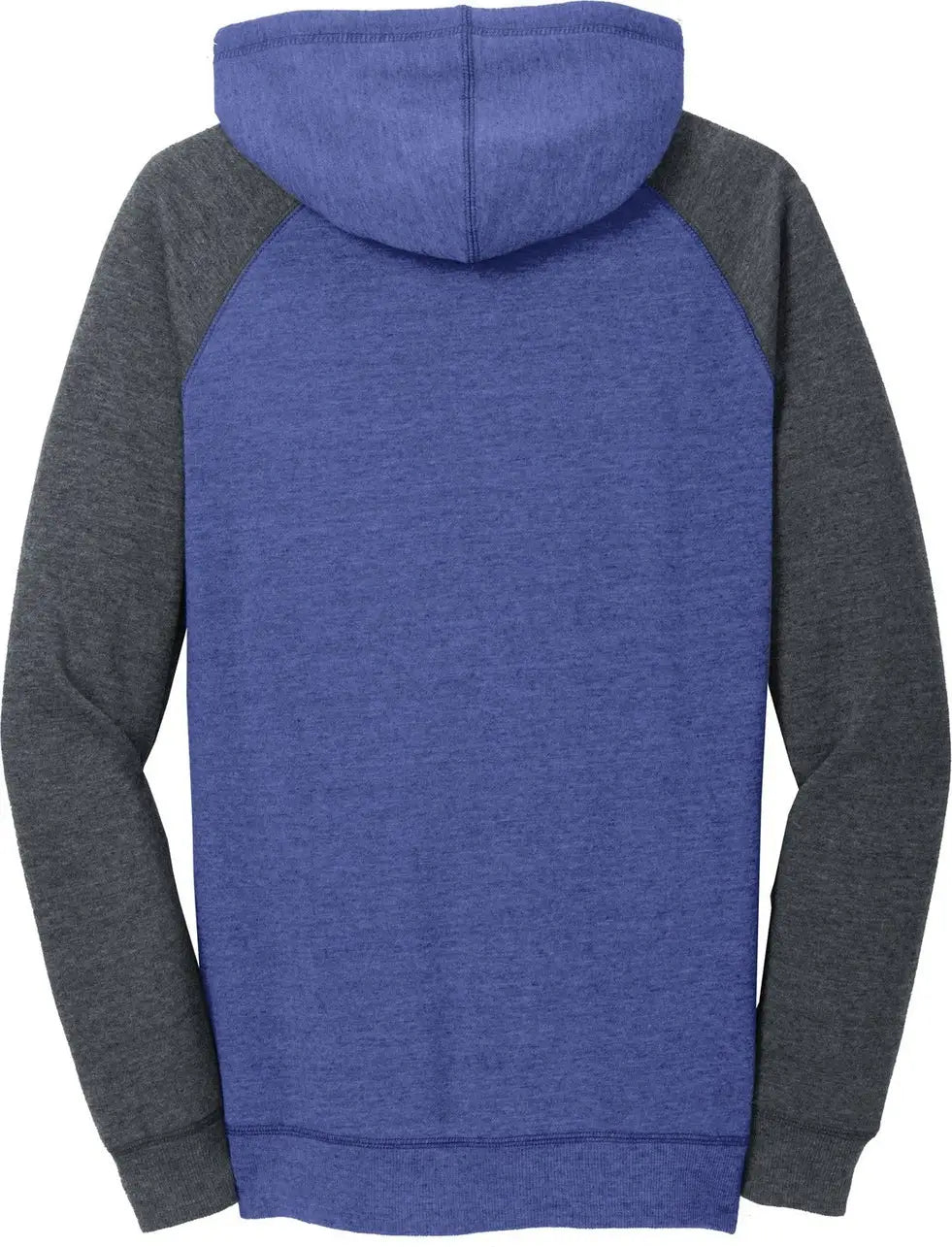 District Dt296 Women’s Lightweight Fleece Raglan Hoodie - Heathered Deep Royal Charcoal
