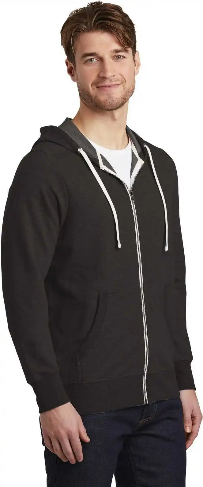 District Dt356 Perfect Tri French Terry Full-zip Hoodie - Black
