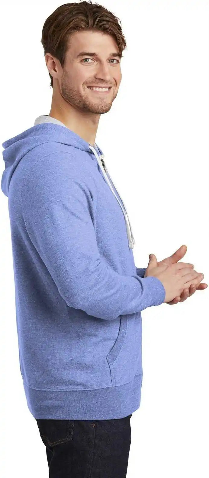 District Dt356 Perfect Tri French Terry Full-zip Hoodie - Maritime Frost