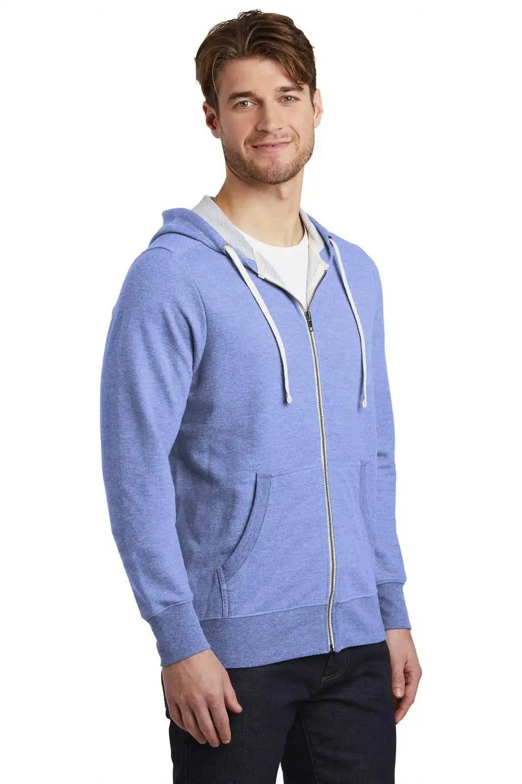 District Dt356 Perfect Tri French Terry Full-zip Hoodie - Maritime Frost