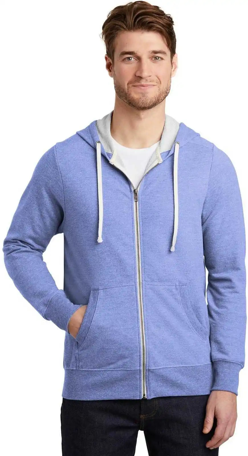 District Dt356 Perfect Tri French Terry Full-zip Hoodie - Maritime Frost