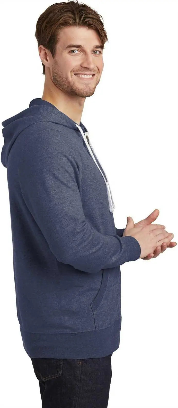 District Dt356 Perfect Tri French Terry Full-zip Hoodie - New Navy