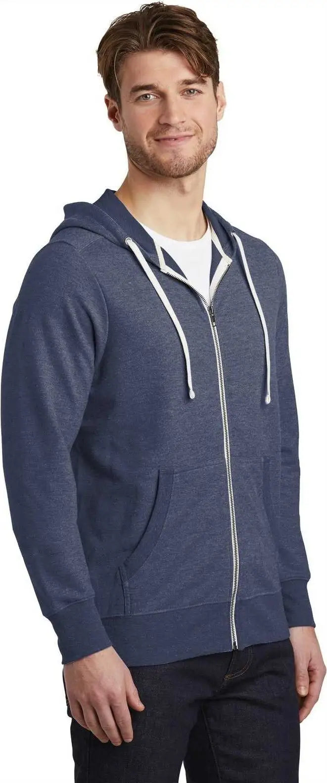 District Dt356 Perfect Tri French Terry Full-zip Hoodie - New Navy