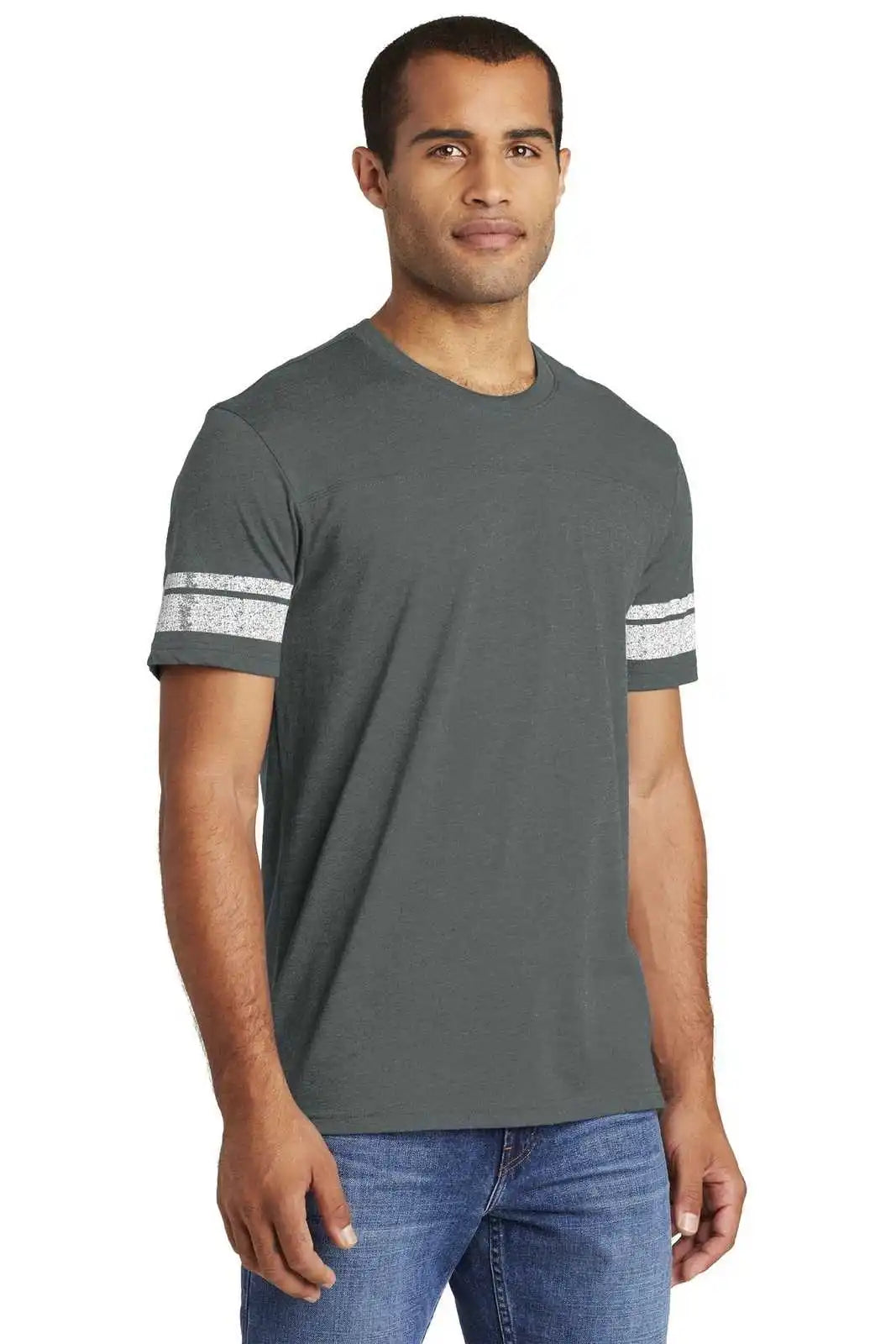 District Dt376 Game Tee - Heathered Charcoal White