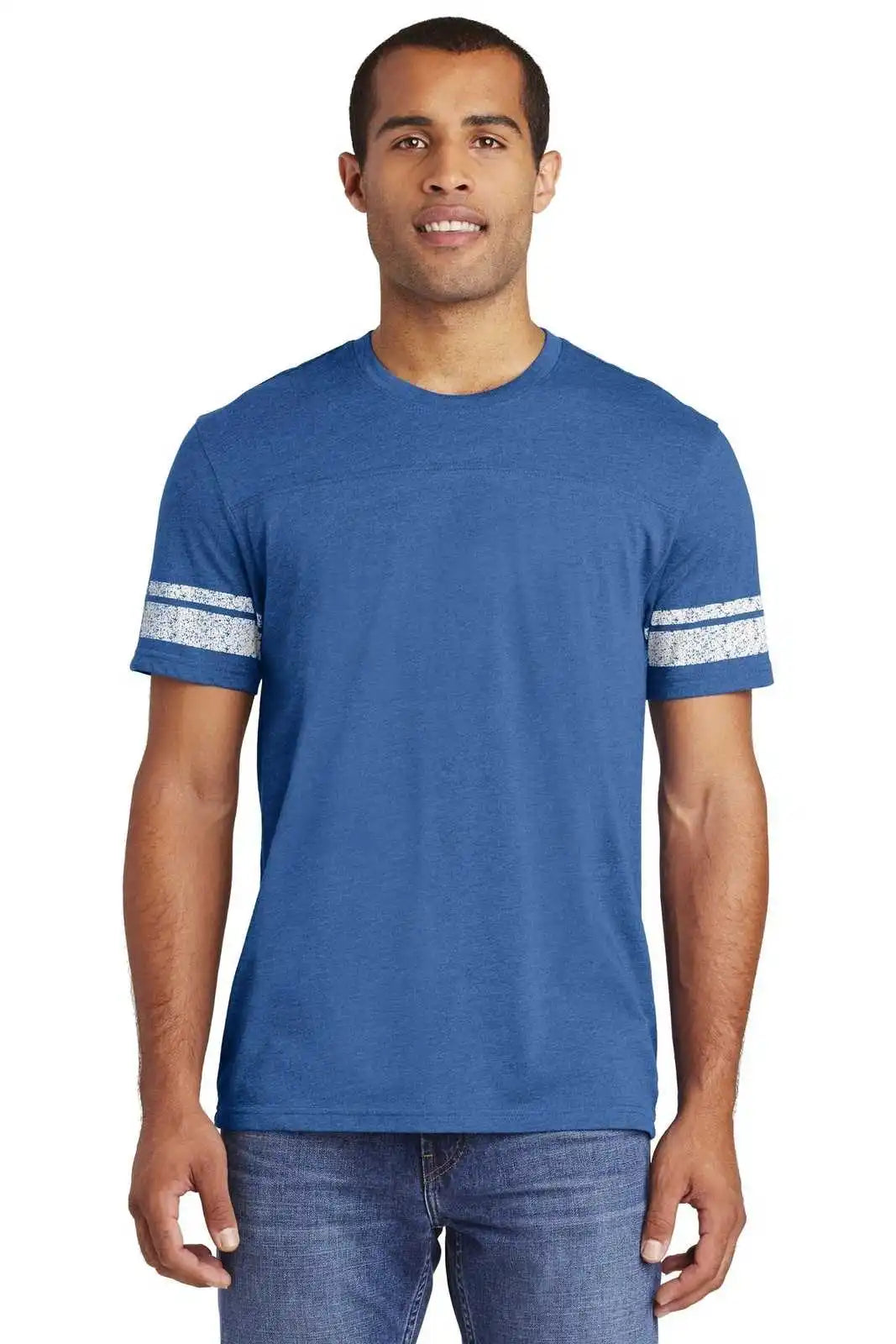District Dt376 Game Tee - Heathered True Royal White