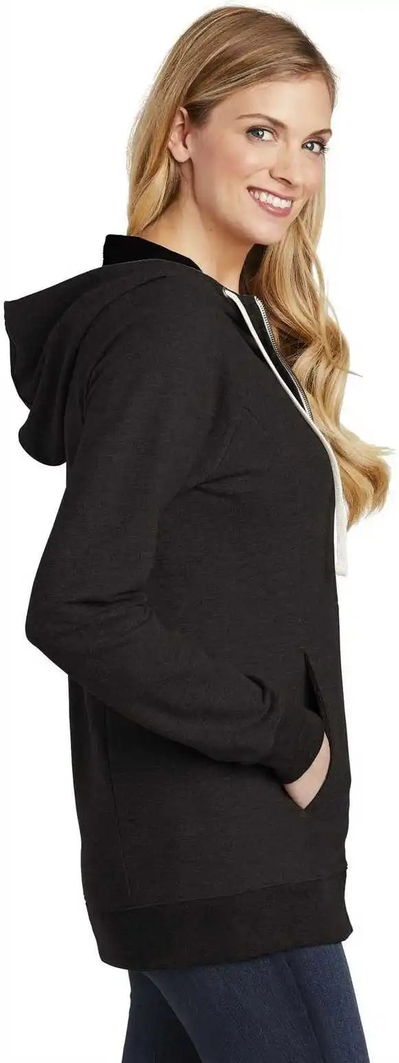 District Dt456 Women’s Perfect Tri French Terry Full-zip Hoodie - Black