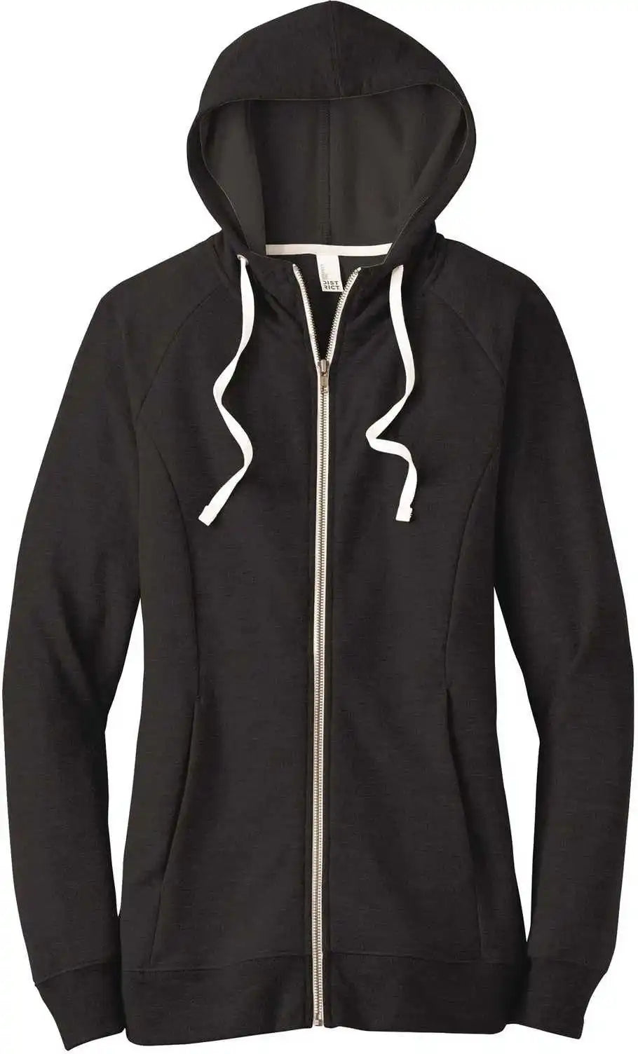 District Dt456 Women’s Perfect Tri French Terry Full-zip Hoodie - Black