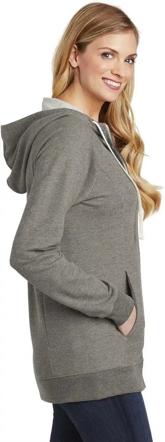 District Dt456 Women’s Perfect Tri French Terry Full-zip Hoodie - Gray Frost