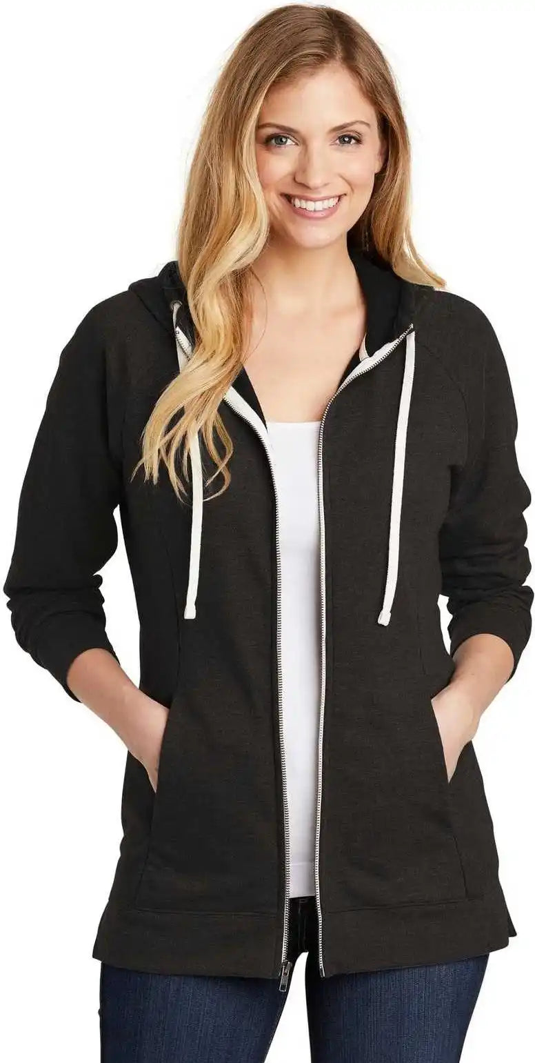 District Dt456 Women’s Perfect Tri French Terry Full-zip Hoodie - Black