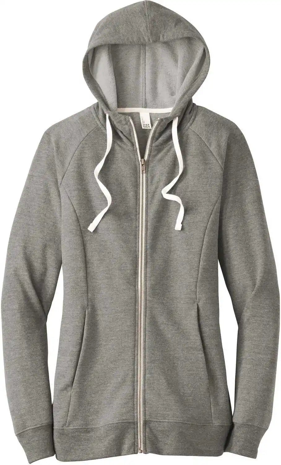 District Dt456 Women’s Perfect Tri French Terry Full-zip Hoodie - Gray Frost