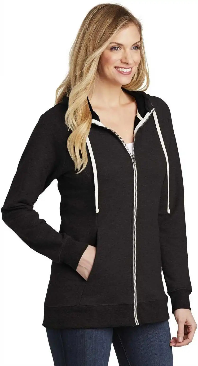 District Dt456 Women’s Perfect Tri French Terry Full-zip Hoodie - Black