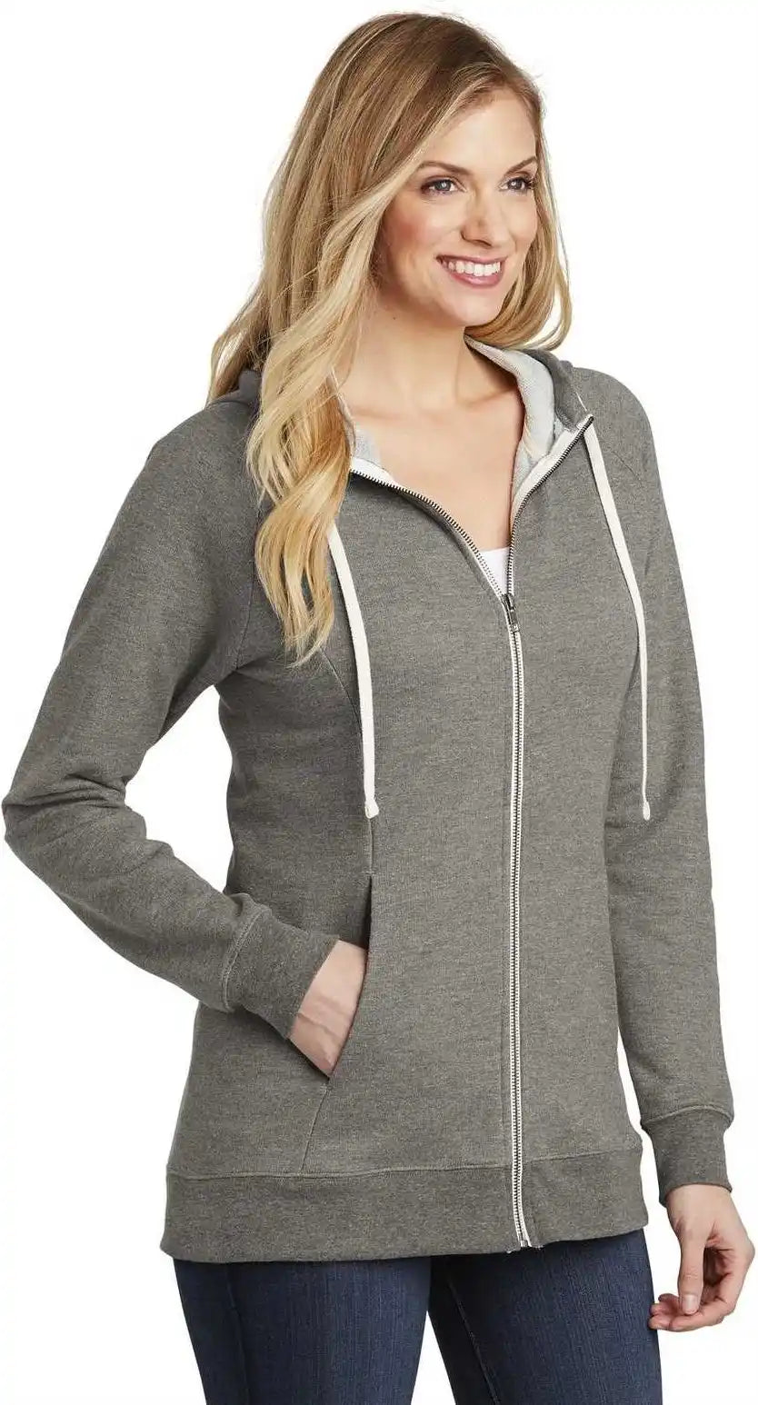District Dt456 Women’s Perfect Tri French Terry Full-zip Hoodie - Gray Frost