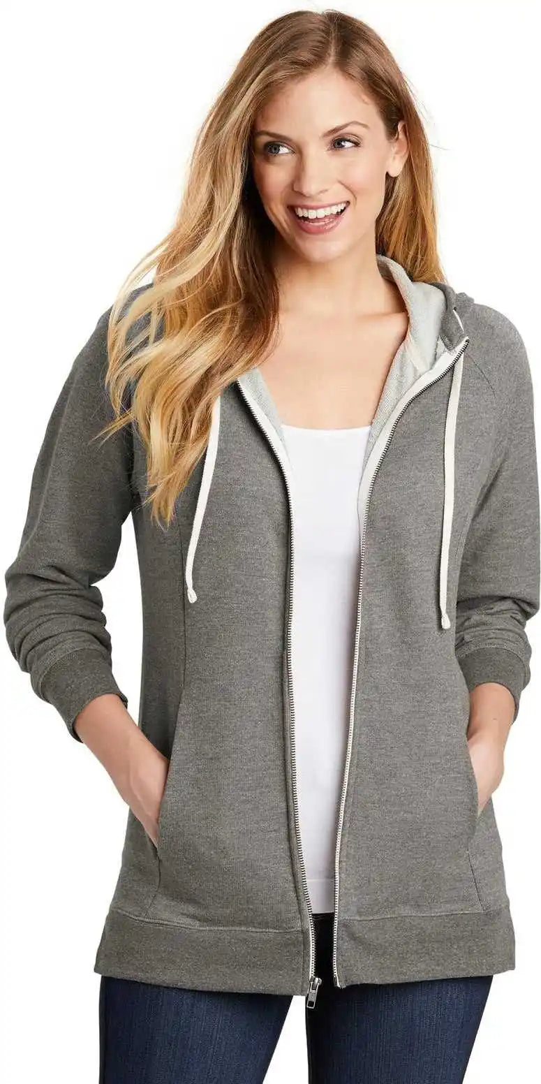 District Dt456 Women’s Perfect Tri French Terry Full-zip Hoodie - Gray Frost