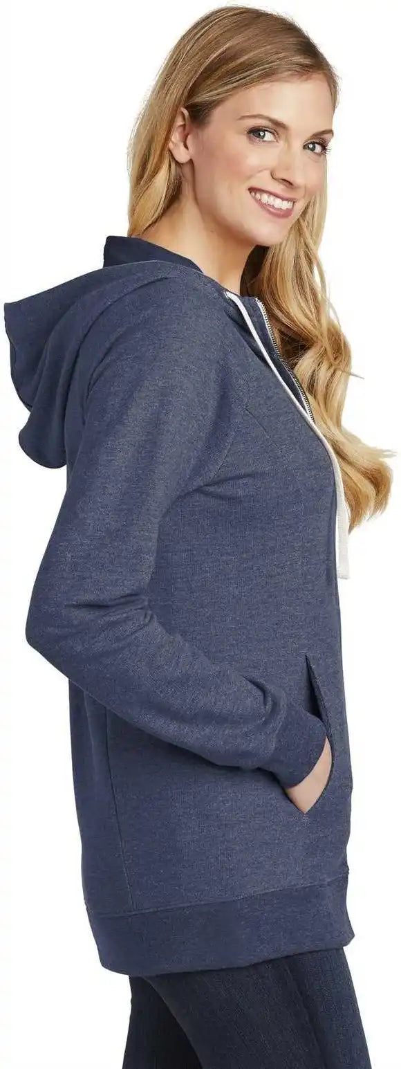 District Dt456 Women’s Perfect Tri French Terry Full-zip Hoodie - New Navy