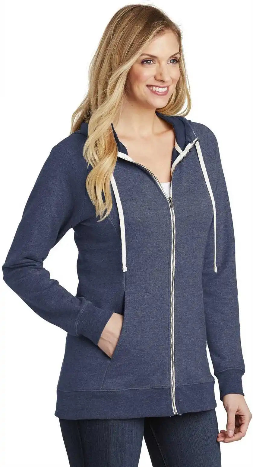 District Dt456 Women’s Perfect Tri French Terry Full-zip Hoodie - New Navy