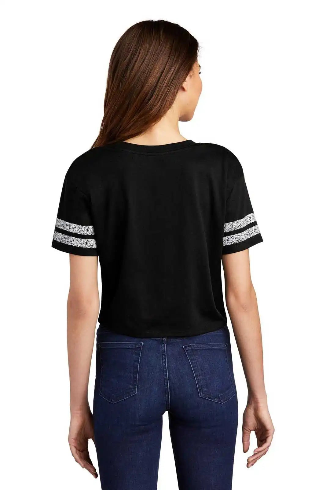 District Dt488 Women’s Scorecard Crop Tee - Black White