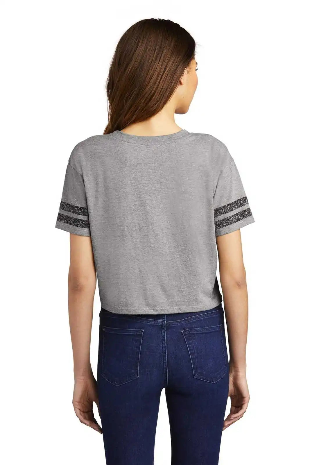 District Dt488 Women’s Scorecard Crop Tee - Heathered Nickel Black