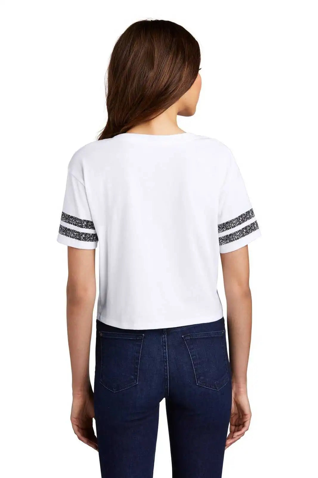 District Dt488 Women’s Scorecard Crop Tee - White Black