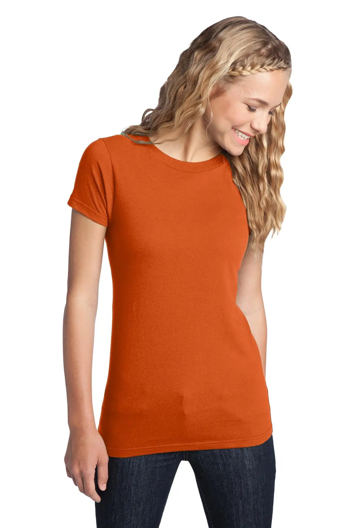 District Dt5001 Women’s Fitted the Concert Tee - Deep Orange - Ladies Xs