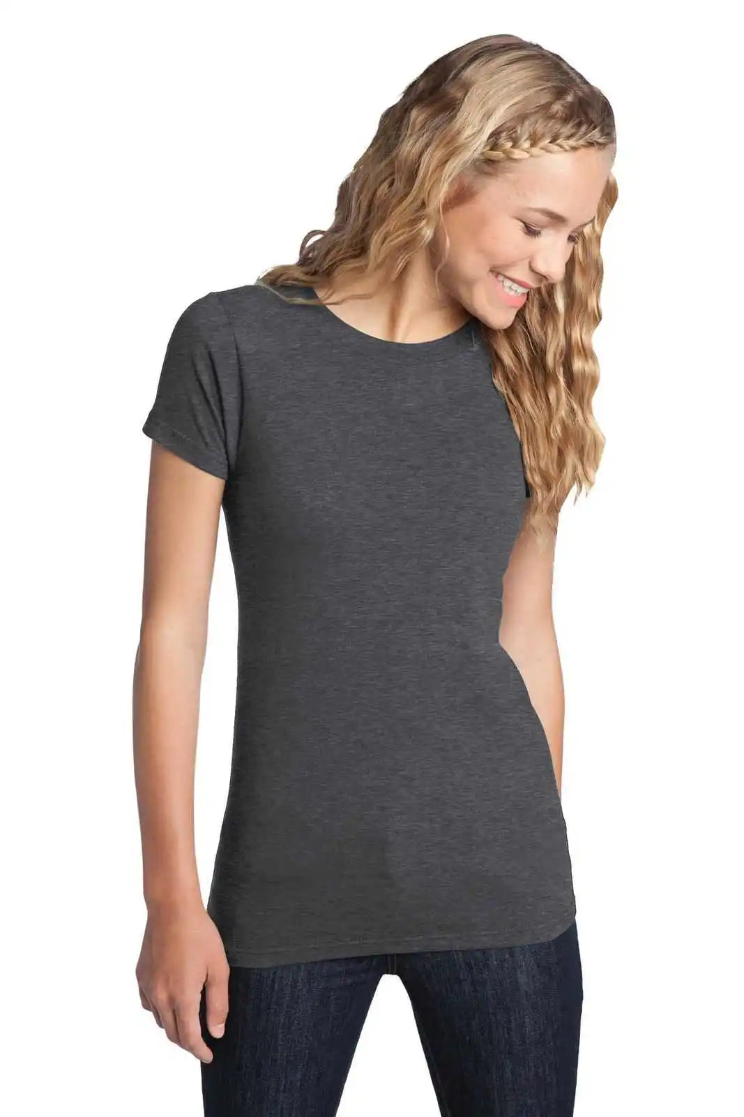 District Dt5001 Women’s Fitted the Concert Tee - Heathered Charcoal