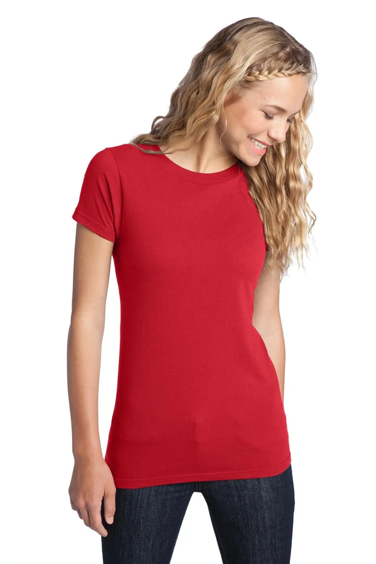 District Dt5001 Women’s Fitted the Concert Tee - New Red - Ladies Xs