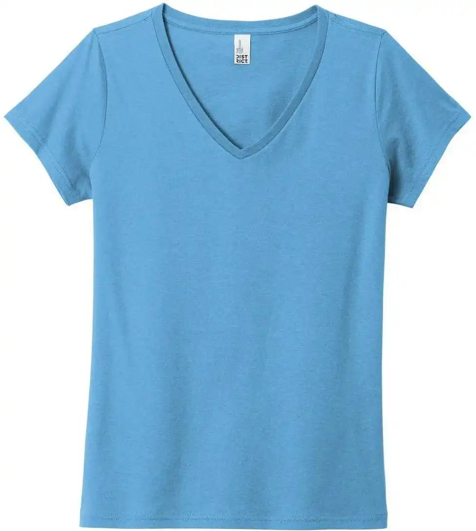 District Dt5002 Women’s the Concert Tee V-neck - Aquatic Blue