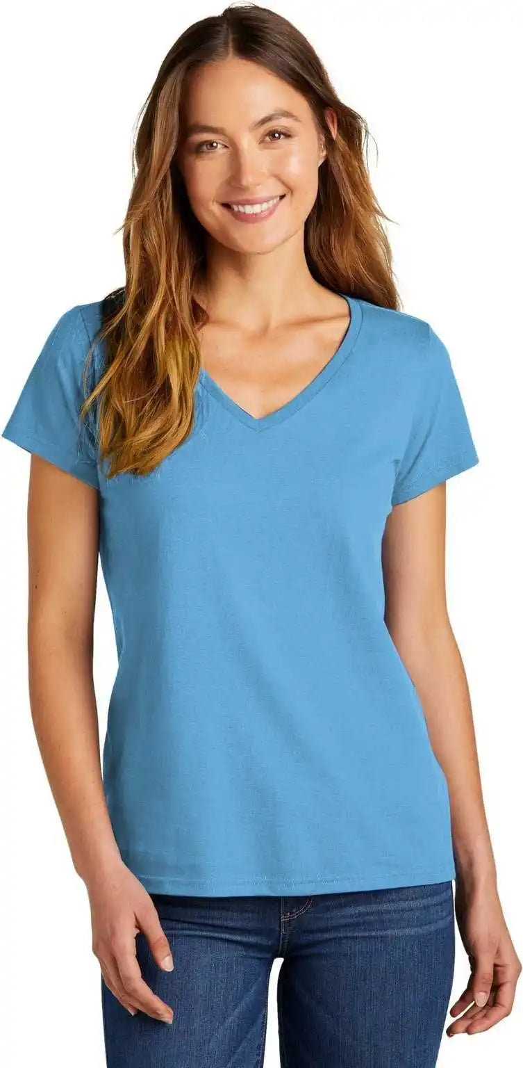 District Dt5002 Women’s the Concert Tee V-neck - Aquatic Blue