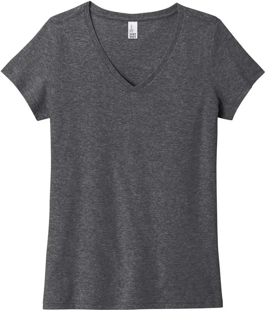 District Dt5002 Women’s the Concert Tee v Neck Heathered Charcoal