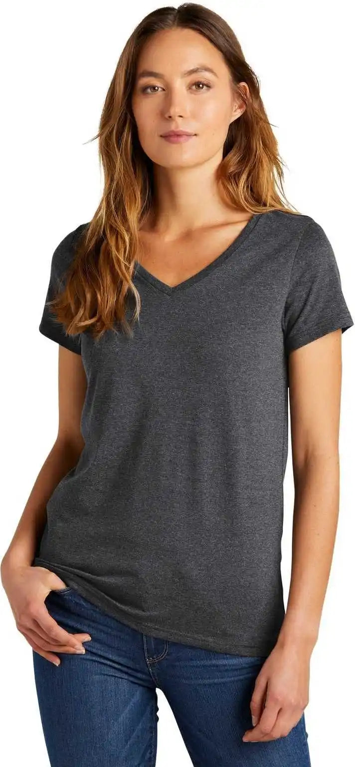 District Dt5002 Women’s the Concert Tee v Neck Heathered Charcoal
