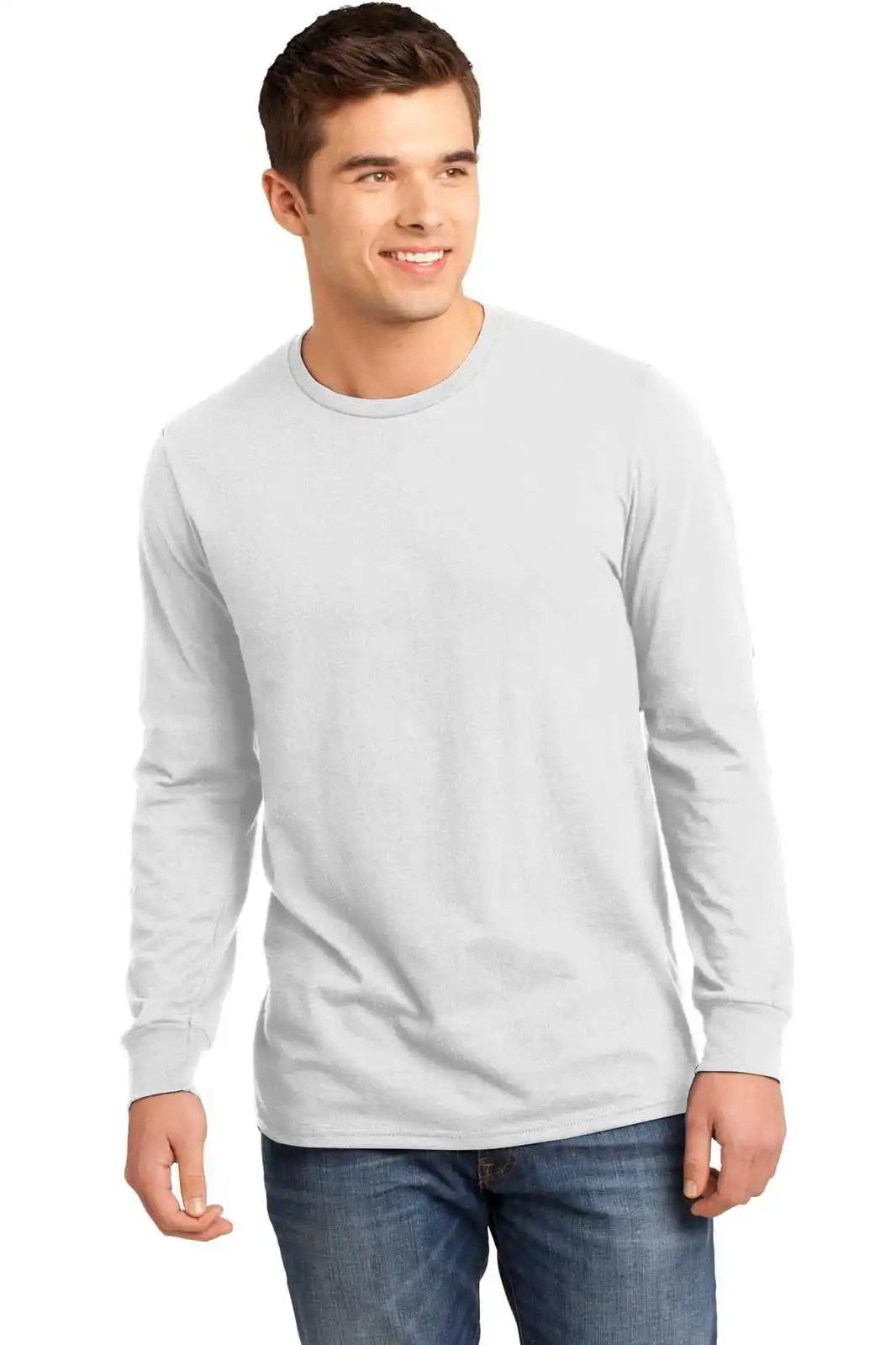 District Dt5200 Young Mens the Concert Tee Long Sleeve - White