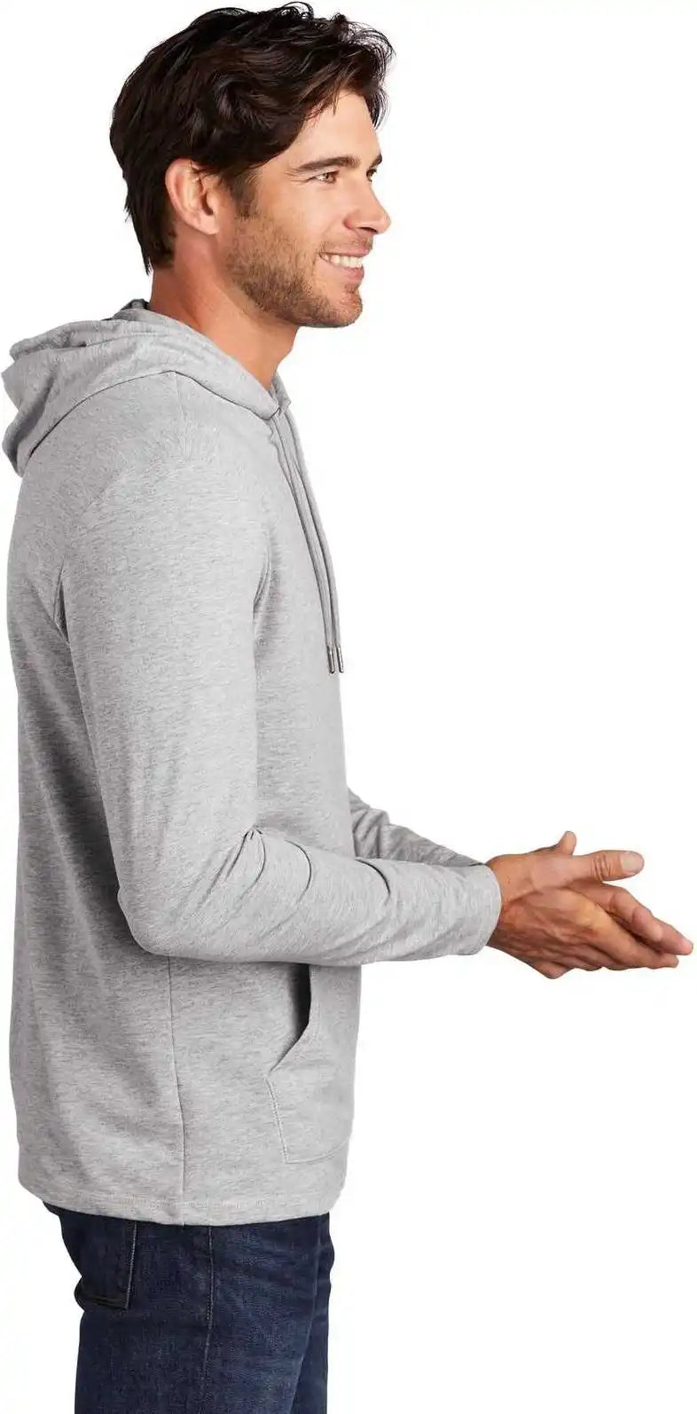 District Dt571 Featherweight French Terry Hoodie Light Heather Gray