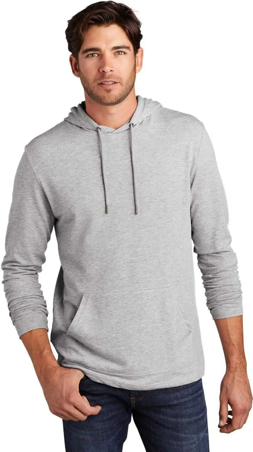 District Dt571 Featherweight French Terry Hoodie - Light Heather Gray