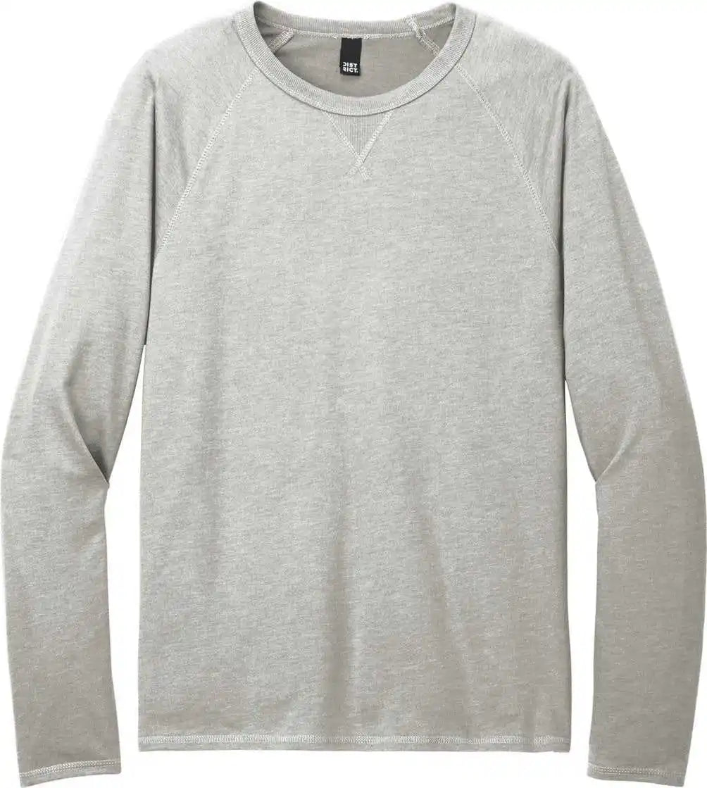 District Dt572 Featherweight French Terry Long Sleeve Crewneck Light Heather Grey
