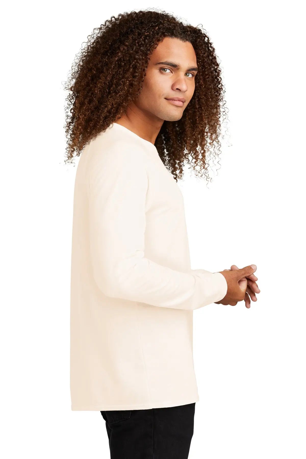 District Dt572 Featherweight French Terry Long Sleeve Crewneck - Gardenia