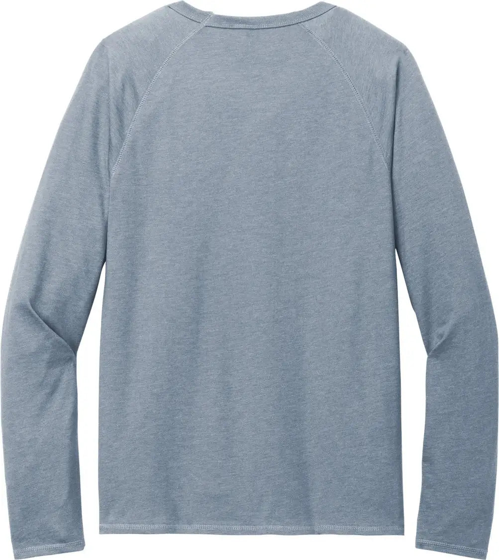 District Dt572 Featherweight French Terry Long Sleeve Crewneck - Flint Blue Heather