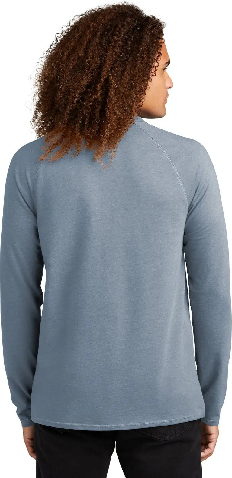 District Dt572 Featherweight French Terry Long Sleeve Crewneck - Flint Blue Heather