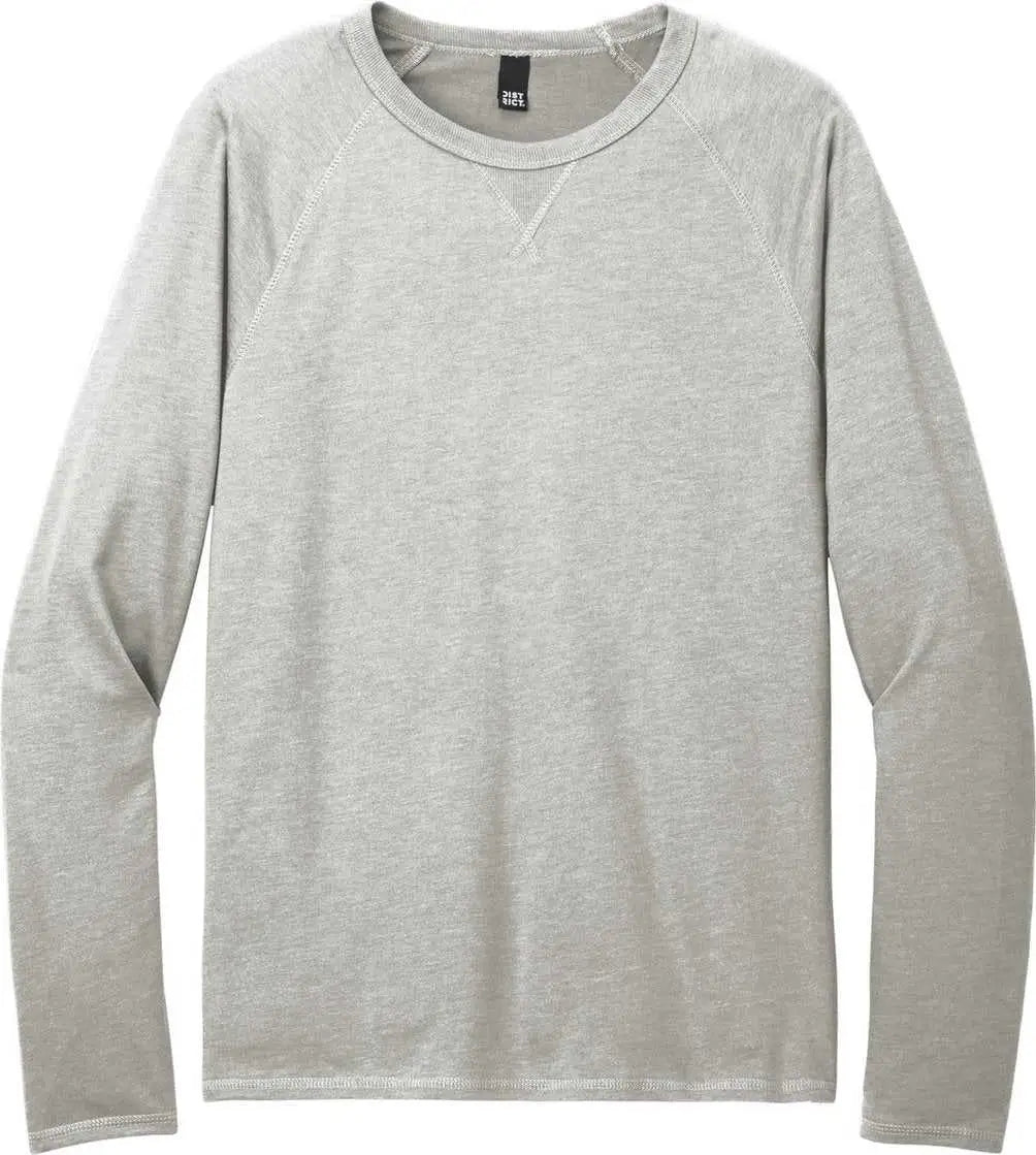 District Dt572 Featherweight French Terry Long Sleeve Crewneck - Light Heather Grey