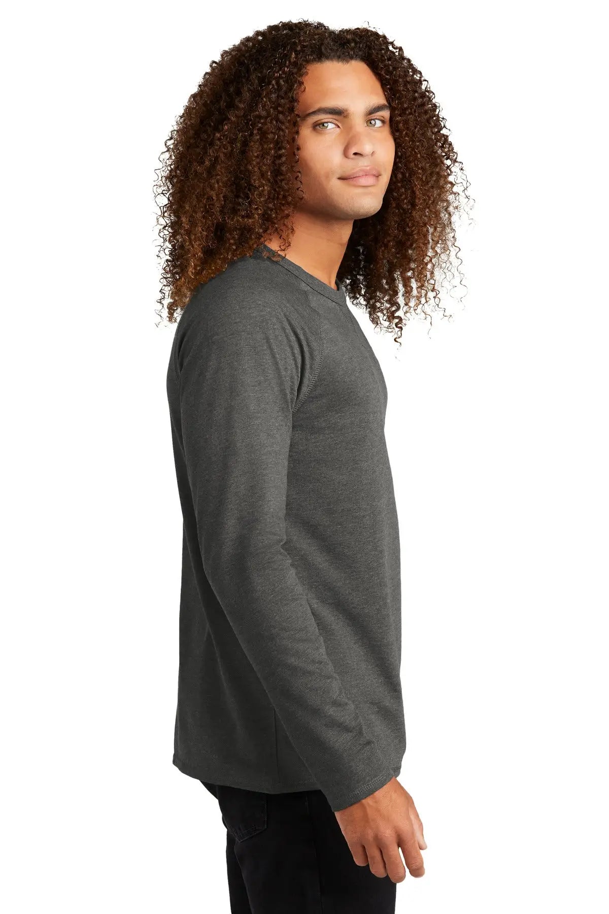District Dt572 Featherweight French Terry Long Sleeve Crewneck - Washed Coal